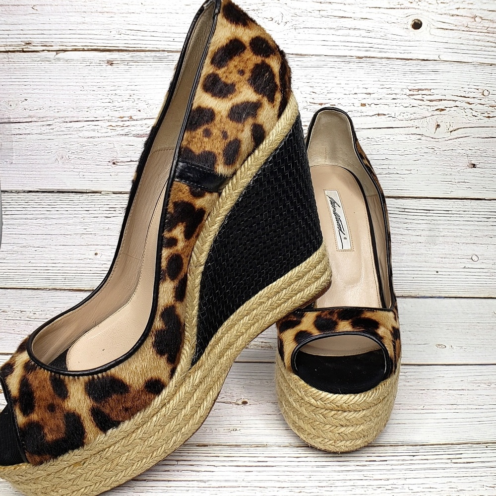 MINT CONDITION Brian Atwood Leopard Jute Wedges